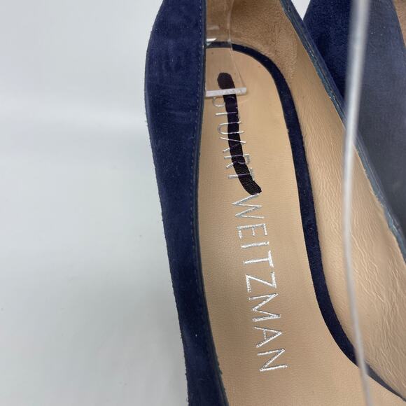 Stuart Weitzman Women's Curveblock 85 Pump Nice Blue Size 5 B - Picture 10 of 15